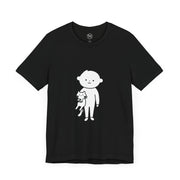 Cute Pet Lover Tee, Cat and Child Design, Gift for Animal Lovers, Casual Wear, Birthday Gift, Fun Graphic Tee