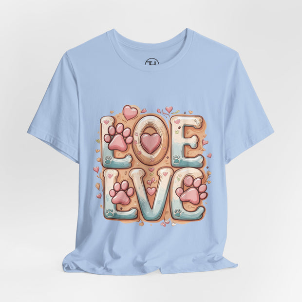 Love Paw Print Short Sleeve Tee for Pet Lovers