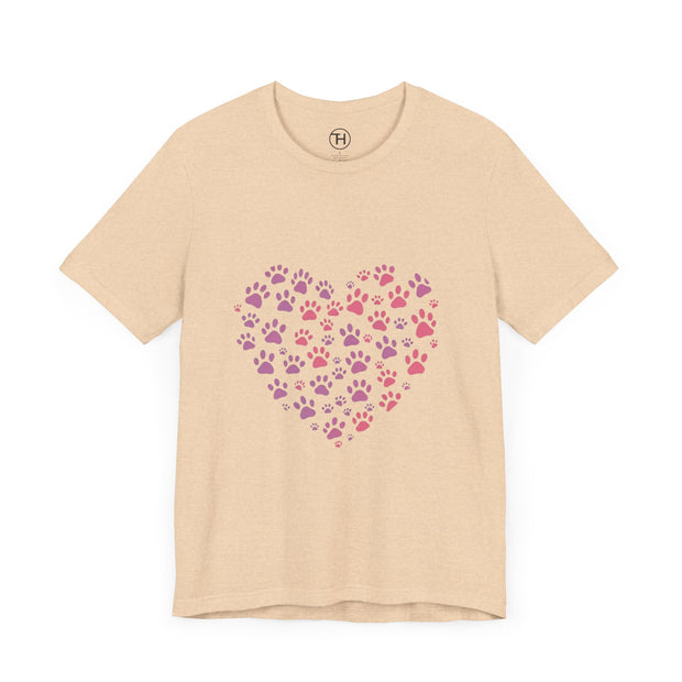 Heart Paw Print Unisex Tee | Dog Lover Gift, Animal Print Shirt, Cute Pet Apparel, Birthday Gift for Pet Owners, Valentine's Day Tee