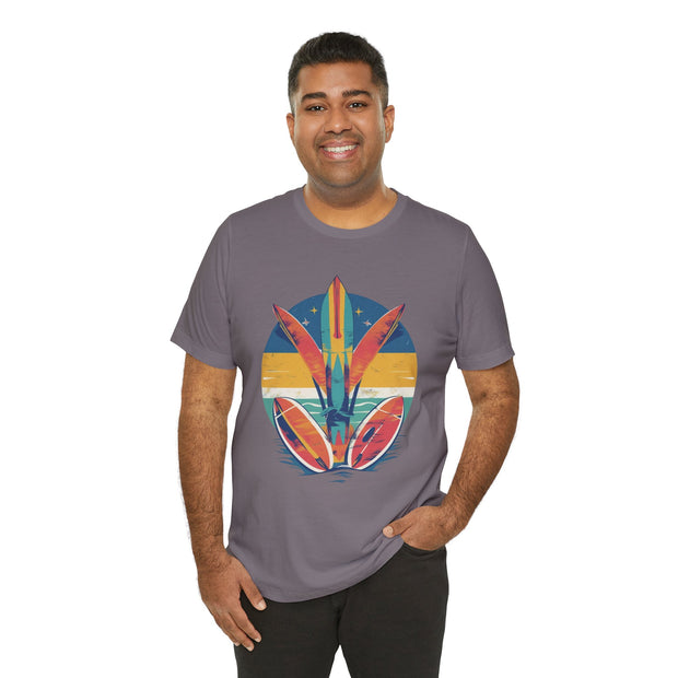 Retro Surfboard Vibe Unisex Jersey Tee | Beach Lover Gift, Summer T-Shirt, Casual Style, Vacation Wear, Surfing Apparel