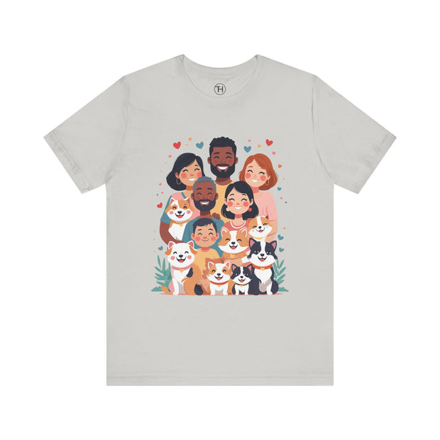 Family Portrait Tee with Dogs