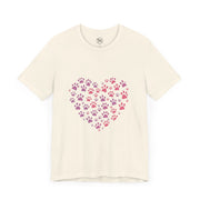 Heart Paw Print Unisex Tee | Dog Lover Gift, Animal Print Shirt, Cute Pet Apparel, Birthday Gift for Pet Owners, Valentine's Day Tee