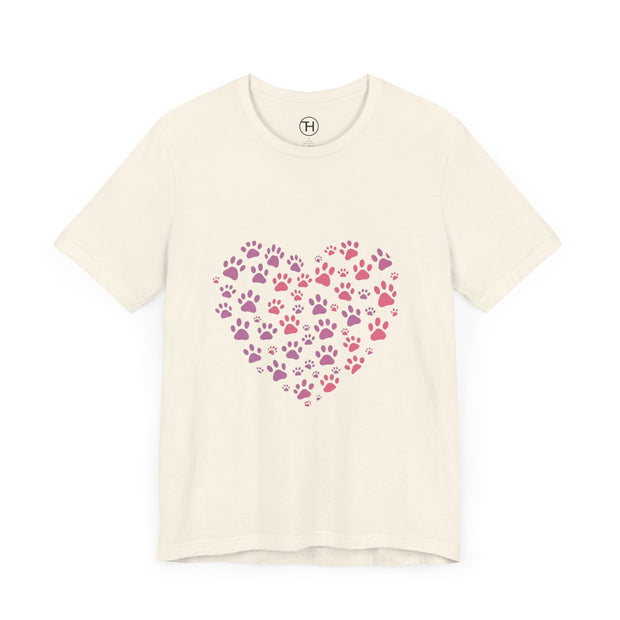 Heart Paw Print Unisex Tee | Dog Lover Gift, Animal Print Shirt, Cute Pet Apparel, Birthday Gift for Pet Owners, Valentine's Day Tee