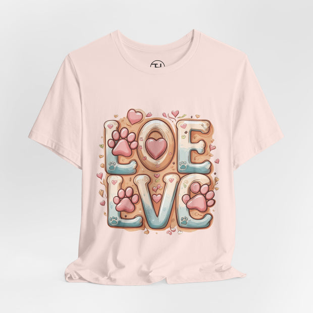 Love Paw Print Short Sleeve Tee for Pet Lovers