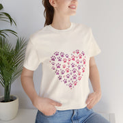 Heart Paw Print Unisex Tee | Dog Lover Gift, Animal Print Shirt, Cute Pet Apparel, Birthday Gift for Pet Owners, Valentine's Day Tee
