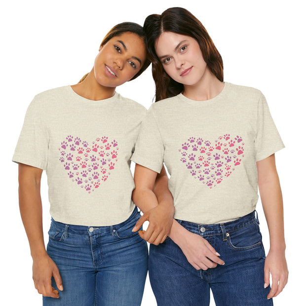 Heart Paw Print Unisex Tee | Dog Lover Gift, Animal Print Shirt, Cute Pet Apparel, Birthday Gift for Pet Owners, Valentine's Day Tee