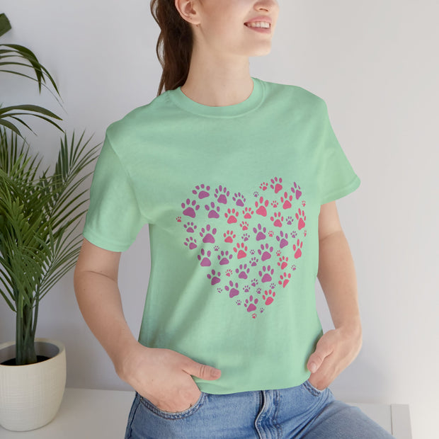 Heart Paw Print Unisex Tee | Dog Lover Gift, Animal Print Shirt, Cute Pet Apparel, Birthday Gift for Pet Owners, Valentine's Day Tee