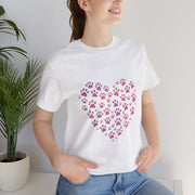 Heart Paw Print Unisex Tee | Dog Lover Gift, Animal Print Shirt, Cute Pet Apparel, Birthday Gift for Pet Owners, Valentine's Day Tee