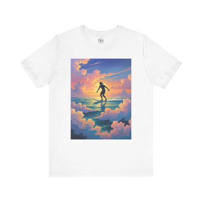 Surfing into the Sunset Tee, Surf Tee, Beach Vibes T-Shirt, Summer Apparel, Gift for Surfers, Adventure Wear