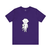 Cute Pet Lover Tee, Cat and Child Design, Gift for Animal Lovers, Casual Wear, Birthday Gift, Fun Graphic Tee