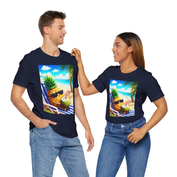 Tropical Drink Tee - Pineapple and Coconut Design, Summer Shirt, Beach Vibes, Vacation Apparel, Gift for Foodies, Unisex Style