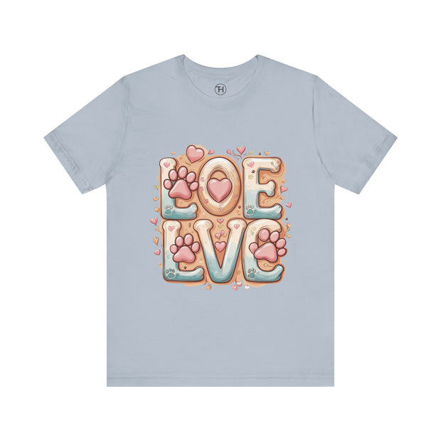 Love Paw Print Short Sleeve Tee for Pet Lovers