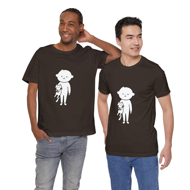 Cute Pet Lover Tee, Cat and Child Design, Gift for Animal Lovers, Casual Wear, Birthday Gift, Fun Graphic Tee