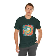 Retro Sunset Palm Tree Tee, Beach Vibes T-Shirt, Casual Summer Shirt, Perfect for Vacations, Gift for Beach Lovers