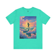 Surfing into the Sunset Tee, Surf Tee, Beach Vibes T-Shirt, Summer Apparel, Gift for Surfers, Adventure Wear