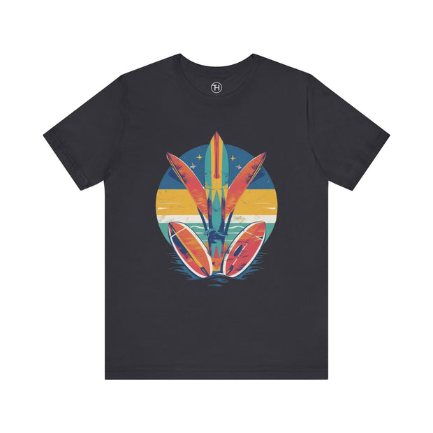 Retro Surfboard Vibe Unisex Jersey Tee | Beach Lover Gift, Summer T-Shirt, Casual Style, Vacation Wear, Surfing Apparel