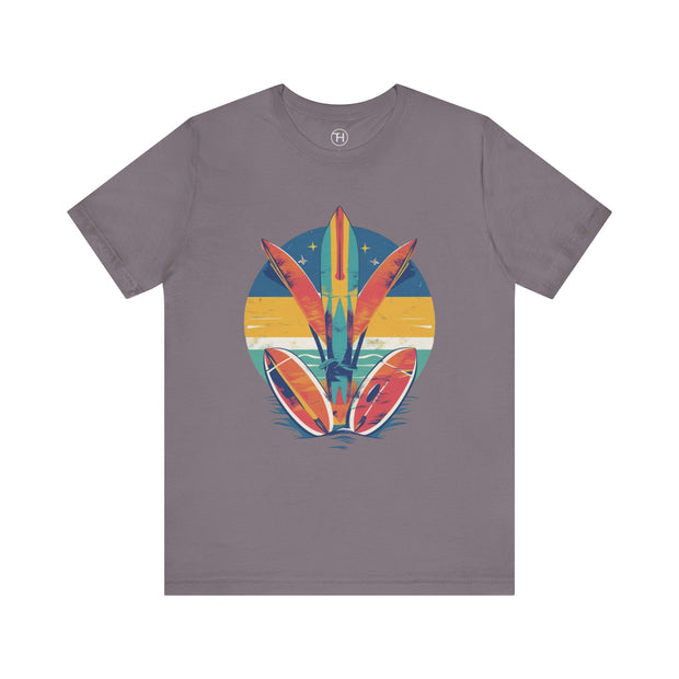 Retro Surfboard Vibe Unisex Jersey Tee | Beach Lover Gift, Summer T-Shirt, Casual Style, Vacation Wear, Surfing Apparel
