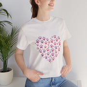 Heart Paw Print Unisex Tee | Dog Lover Gift, Animal Print Shirt, Cute Pet Apparel, Birthday Gift for Pet Owners, Valentine's Day Tee