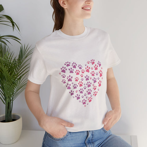 Heart Paw Print Unisex Tee | Dog Lover Gift, Animal Print Shirt, Cute Pet Apparel, Birthday Gift for Pet Owners, Valentine's Day Tee