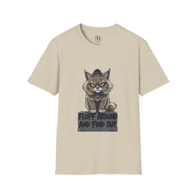 Funny Cat Graphic T-Shirt, Fluff Around and Find Out Tee, Cat Lover Gift, Unisex Humor Shirt, Casual Everyday Wear - Hover View