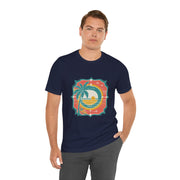 Retro Sunset Palm Tree Tee, Beach Vibes T-Shirt, Casual Summer Shirt, Perfect for Vacations, Gift for Beach Lovers