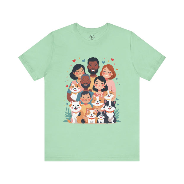 Family Portrait Tee with Dogs