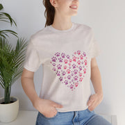 Heart Paw Print Unisex Tee | Dog Lover Gift, Animal Print Shirt, Cute Pet Apparel, Birthday Gift for Pet Owners, Valentine's Day Tee