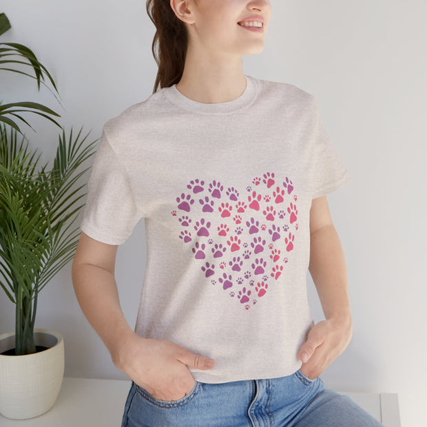 Heart Paw Print Unisex Tee | Dog Lover Gift, Animal Print Shirt, Cute Pet Apparel, Birthday Gift for Pet Owners, Valentine's Day Tee