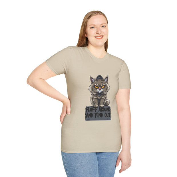 Funny Cat Graphic T-Shirt, Fluff Around and Find Out Tee, Cat Lover Gift, Unisex Humor Shirt, Casual Everyday Wear