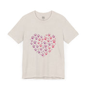 Heart Paw Print Unisex Tee | Dog Lover Gift, Animal Print Shirt, Cute Pet Apparel, Birthday Gift for Pet Owners, Valentine's Day Tee