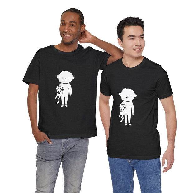 Cute Pet Lover Tee, Cat and Child Design, Gift for Animal Lovers, Casual Wear, Birthday Gift, Fun Graphic Tee