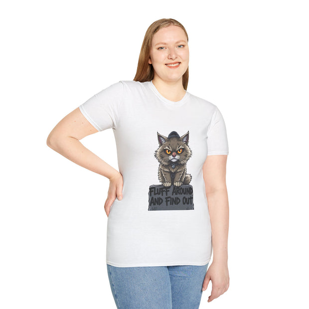 Funny Cat Graphic T-Shirt, Fluff Around and Find Out Tee, Cat Lover Gift, Unisex Humor Shirt, Casual Everyday Wear