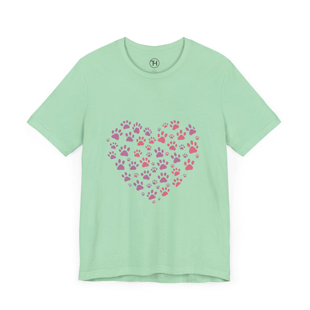 Heart Paw Print Unisex Tee | Dog Lover Gift, Animal Print Shirt, Cute Pet Apparel, Birthday Gift for Pet Owners, Valentine's Day Tee
