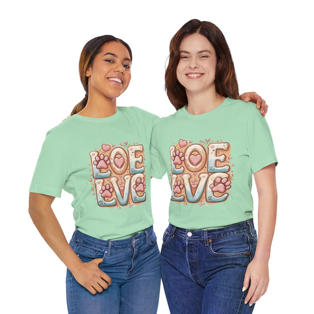 Love Paw Print Short Sleeve Tee for Pet Lovers