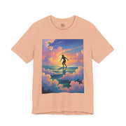 Surfing into the Sunset Tee, Surf Tee, Beach Vibes T-Shirt, Summer Apparel, Gift for Surfers, Adventure Wear