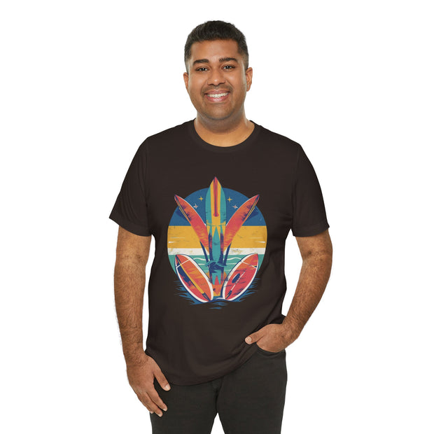 Retro Surfboard Vibe Unisex Jersey Tee | Beach Lover Gift, Summer T-Shirt, Casual Style, Vacation Wear, Surfing Apparel