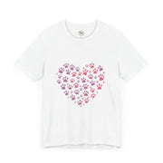 Heart Paw Print Unisex Tee | Dog Lover Gift, Animal Print Shirt, Cute Pet Apparel, Birthday Gift for Pet Owners, Valentine's Day Tee