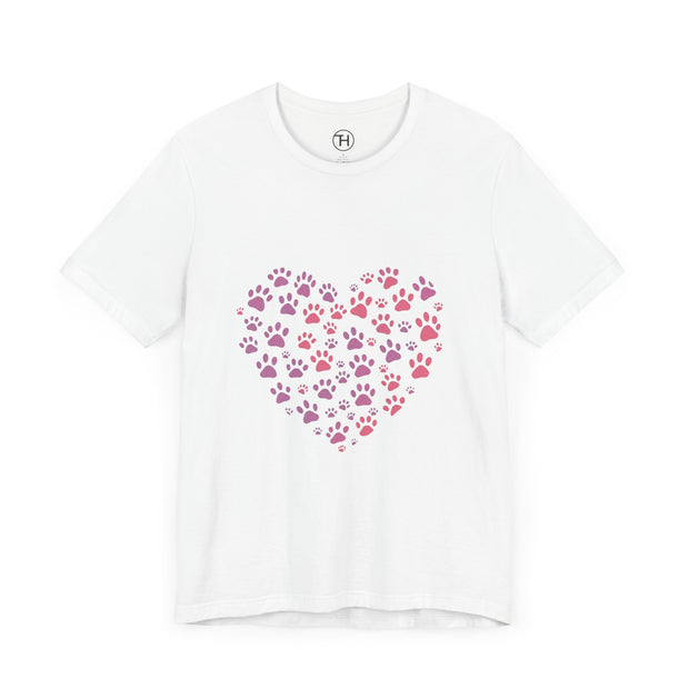 Heart Paw Print Unisex Tee | Dog Lover Gift, Animal Print Shirt, Cute Pet Apparel, Birthday Gift for Pet Owners, Valentine's Day Tee