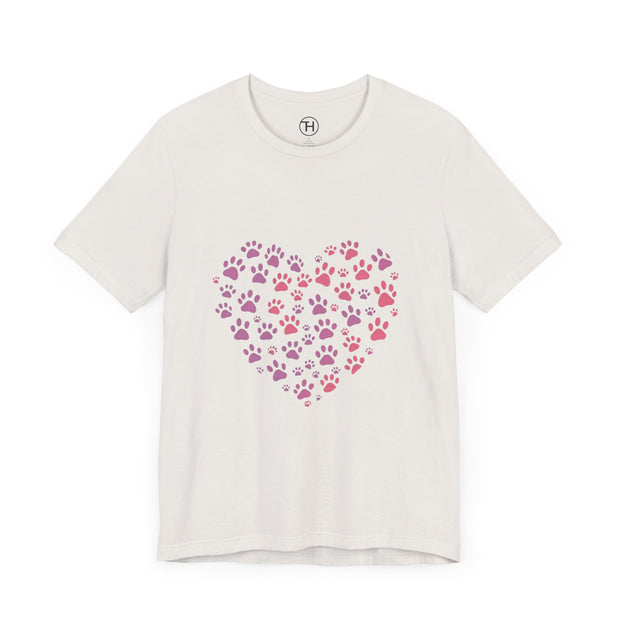 Heart Paw Print Unisex Tee | Dog Lover Gift, Animal Print Shirt, Cute Pet Apparel, Birthday Gift for Pet Owners, Valentine's Day Tee