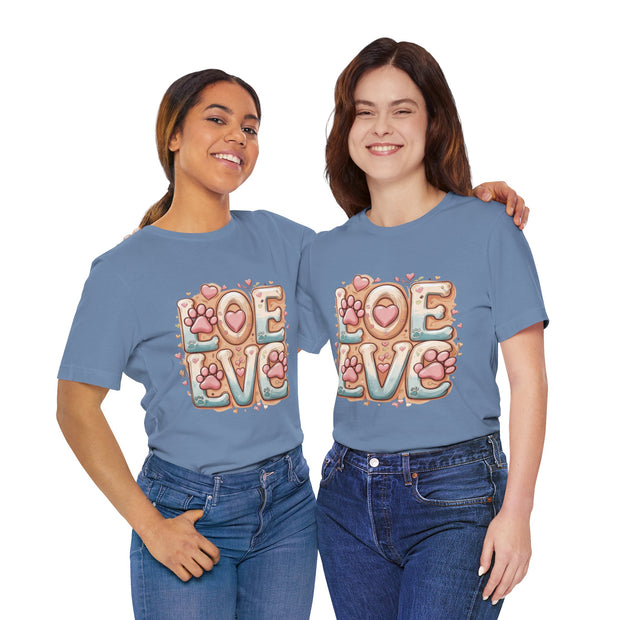 Love Paw Print Short Sleeve Tee for Pet Lovers