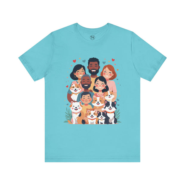Family Portrait Tee with Dogs