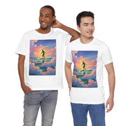 Surfing into the Sunset Tee, Surf Tee, Beach Vibes T-Shirt, Summer Apparel, Gift for Surfers, Adventure Wear