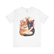 Cute pet lovers tee featuring illustrated cats, perfect for animal enthusiasts and casual wear.