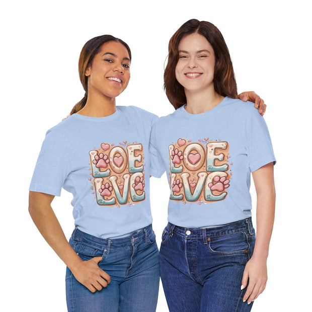 Love Paw Print Short Sleeve Tee for Pet Lovers