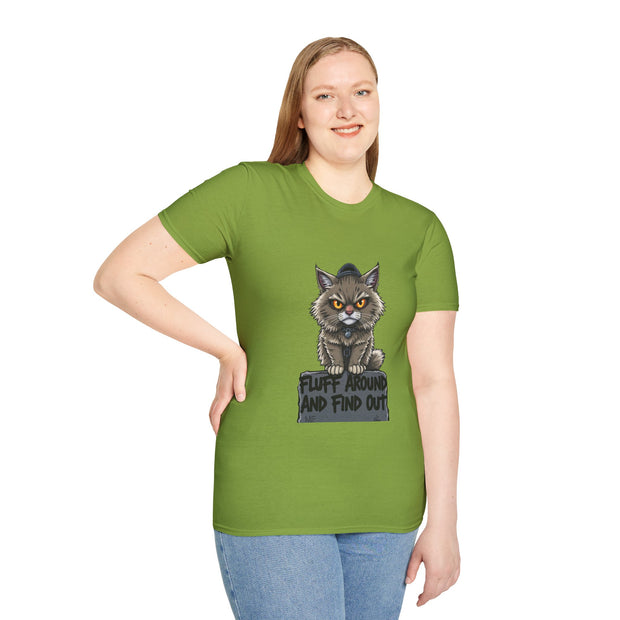 Funny Cat Graphic T-Shirt, Fluff Around and Find Out Tee, Cat Lover Gift, Unisex Humor Shirt, Casual Everyday Wear