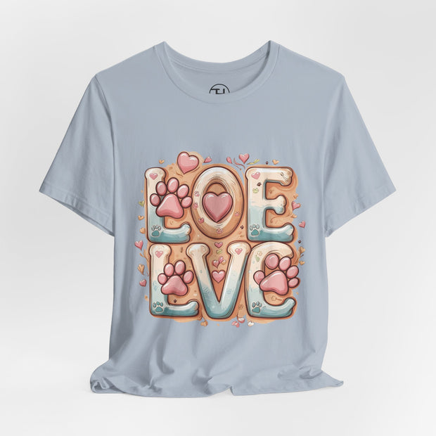 Love Paw Print Short Sleeve Tee for Pet Lovers