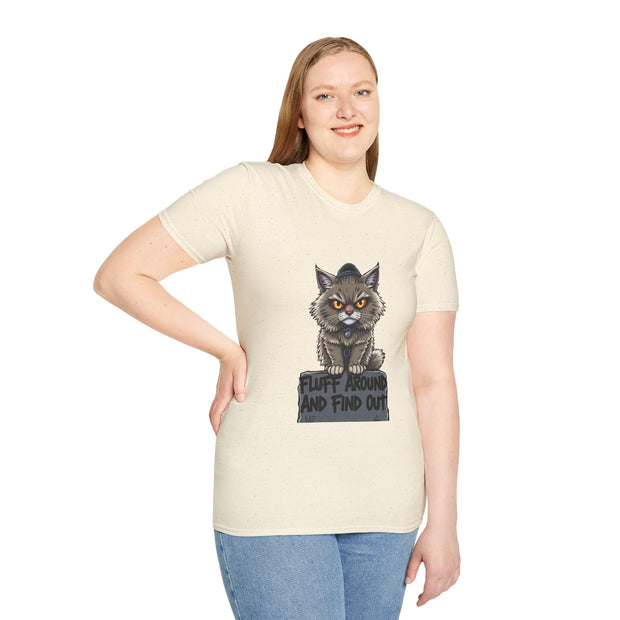 Funny Cat Graphic T-Shirt, Fluff Around and Find Out Tee, Cat Lover Gift, Unisex Humor Shirt, Casual Everyday Wear