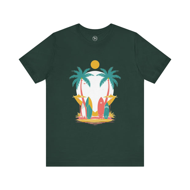Tropical Surf Tee, Beach Vibes Shirt, Summer Fun Top, Surfing Apparel, Vacation T-Shirt