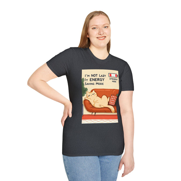 Unisex Cat Lover T-Shirt, Funny Cat Shirt, I'm Not Lazy Tee, Gift for Cat Owners, Quirky Pet Lover Apparel, Relaxed Style Shirt