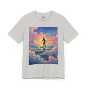 Surfing into the Sunset Tee, Surf Tee, Beach Vibes T-Shirt, Summer Apparel, Gift for Surfers, Adventure Wear